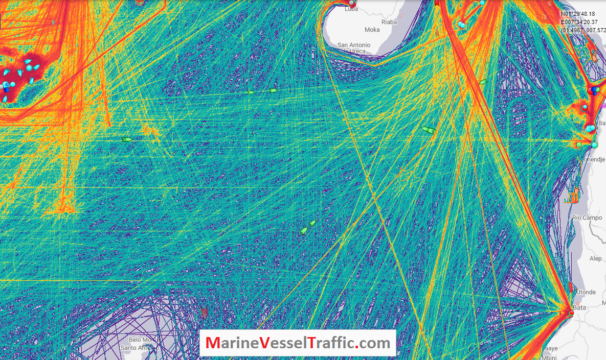 Live Marine Traffic, Density Map and Current Position of ships in BIGHT OF BIAFRA BAY